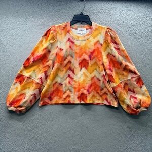 Ba&Sh Primrose Long Sleeve Sweatshirt Abstract Puff Sleeve Relaxed Fit Size L